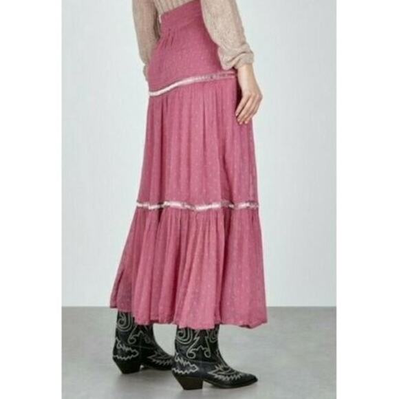 NWT Free People Ella Tiered Midi Skirt in Sugar Plum - Size 8 - Picture 8 of 10